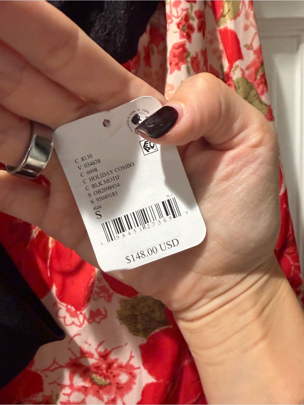 Free People Red Floral Mini Dress with Black Bodice - Picture 2 of 2